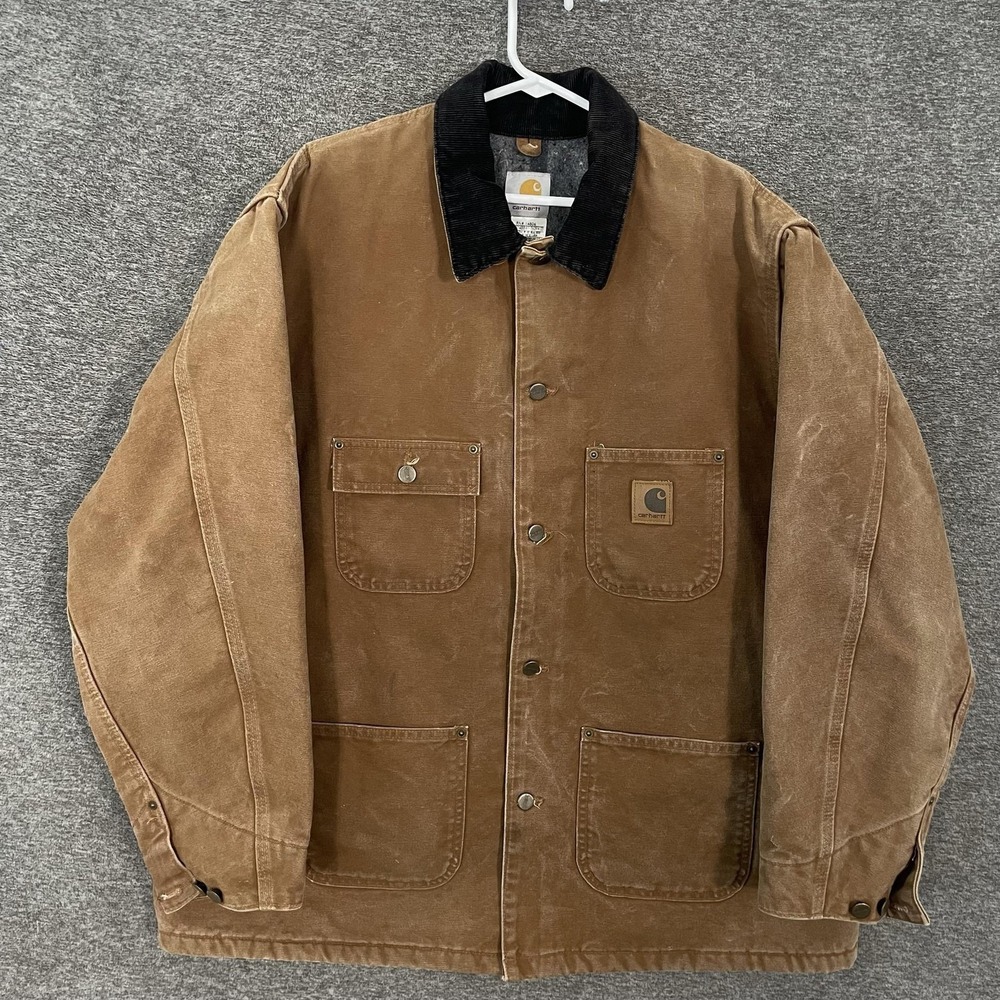 Carhartt Chore Coat Mens XL Brown Duck Canvas Blanket Lined Workwear C02 BRN Vtg